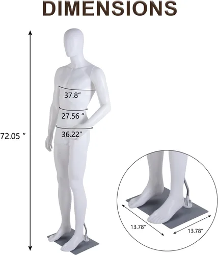 Vista 4 de Male Full Body Mannequin, Realistic Male Mannequin with Stand, Adjustable & Detachable Dress Form for Retail Clothing Display, Tailoring, Fashion