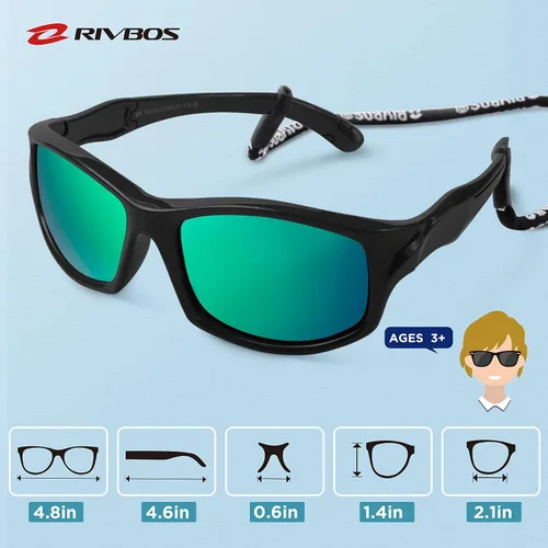 Vista 5 de RIVBOS RBK003 gafas de sol polarizadas flexibles de goma para bebés y niños de 3 a 10 años lentes espejados disponibles
