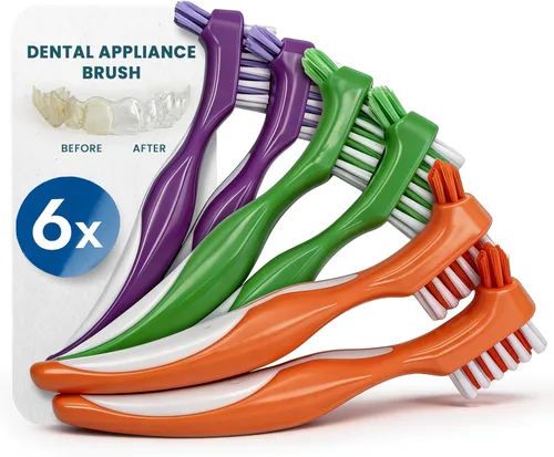 Vista 8 de TCS Cepillo de cerdas suaves frescas para dentaduras postizas, retenedores y alineadores, fabricado con cerdas de nailon Dupont® de primera calidad