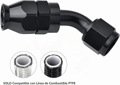 Vista 5 de EVIL ENERGY 10AN PTFE Extremo de Manguera 45 Grados Negro para Manguera PTFE Solo 2 Piezas