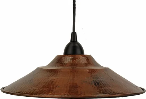 Vista 2 de Premier Copper Products L400DB - Lámpara colgante grande de cobre martillado a mano de 13 pulgadas, bronce aceitado
