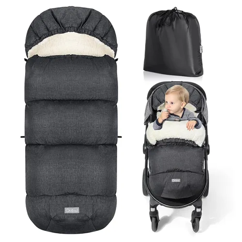 Vista 13 de Orzbow Saco universal para cochecito, bolsa de invierno para cochecito de bebé, saco de dormir cálido de forro polar coral para clima frío