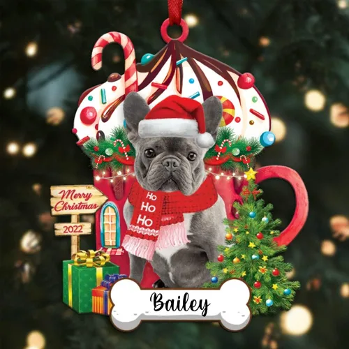 Vista 108 de Amantes de los perros de Navidad – Navidad de perros disponibles para muchos perros Shi Tzu – Adorno con forma personalizada, adorno de Navidad