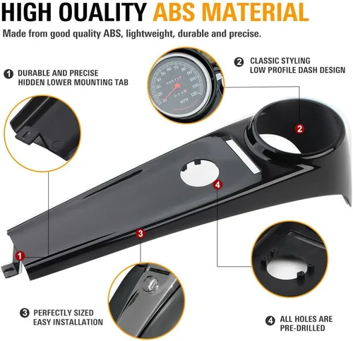 Vista 7 de FSFY - Consola de combustible Smooth Dash, cubierta para tanque de gas, consola de tablero lisa para Harley Softail 2000-2017, color negro