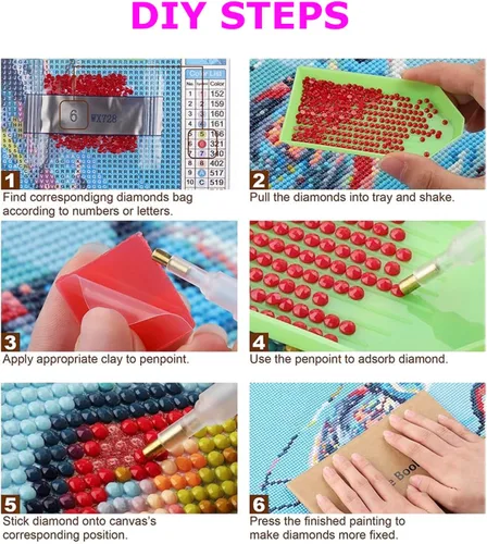 Vista 6 de Paquete de 6 kits de pintura de diamantes para adultos principiantes, juegos de arte de diamantes de playa 5D, pintura de amanecer redonda completa