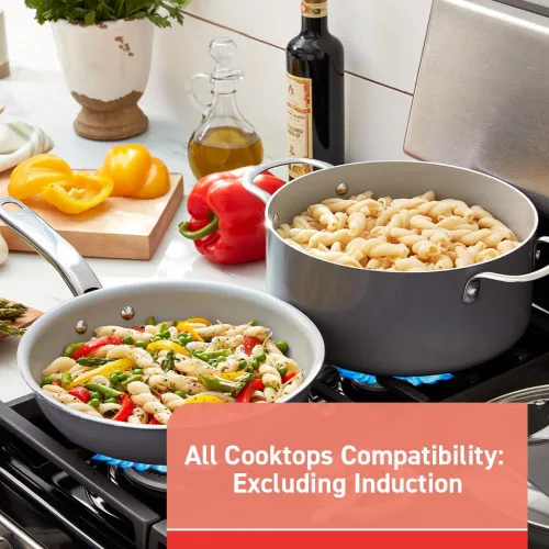 Vista 7 de T-Fal Fresh Gourmet Juego de utensilios de cocina de cerámica reciclada antiadherente, 12 piezas, apto para horno y asador hasta 500°F, tapa segura
