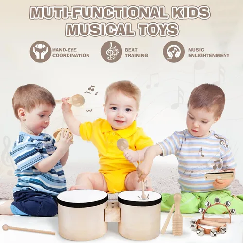 Vista 3 de Vanplay Juego de Batería para Niños - Juguetes para Regalos de Niños de 2 3 Años, Instrumentos Musicales para Niños Pequeños de 2-4, Regalos