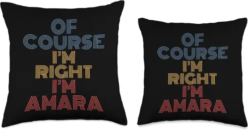 Vista 3 de Amara Personalized Name Tees Oh Course I'm Right I'm Amara - Almohada divertida con nombre personalizado, 16 x 16 pulgadas, multicolor