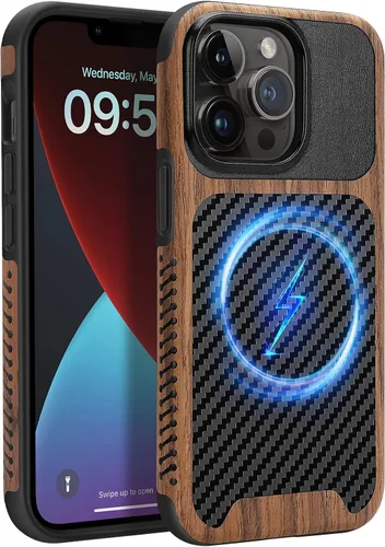 Vista 23 de Funda magnética ZZDZZ compatible con iPhone 14 Plus [Compatible con Magsafe] Diseño de cuero premium TPU híbrido a prueba de golpes (Negro)