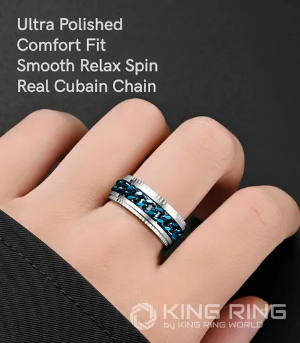 Vista 4 de King Ring Anillos Super Spinner de 0.315 in Segunda edición de anillos de acero inoxidable premium para hombres y mujeres Diseñado en Estados