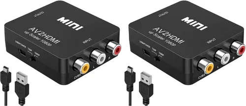 Vista 6 de Convertidor RCA a HDMI, 1080P RCA compuesto CVBS AV a HDMI, adaptador de convertidor de audio de video compatible con N64 Wii PS2 Xbox VHS VCR