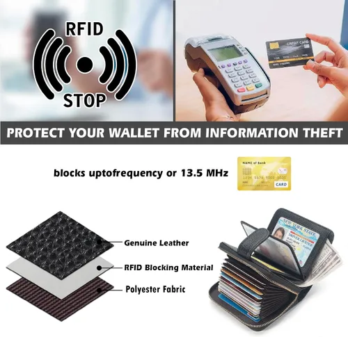 Vista 3 de ERDOGLY Estuche organizador de tarjetas de crédito RFID, Negro -, Minimalista