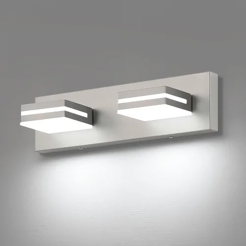 Vista 21 de SineRise - Moderna lámpara LED para tocador de baño (2 luces, 39.4 cm, regulable), iluminación de pared de baño moderna de acrílico cepillado sobre