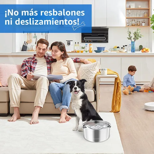 Vista 3 de Kactoily Tazón de agua para perros de gran capacidad de 3L/101oz en acero inoxidable, sin derrames, comedero para perros con dispensador de agua