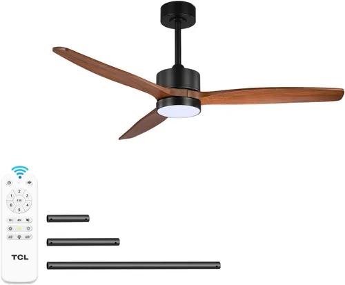 Vista 13 de TCL Ventilador de techo de madera natural de 52 pulgadas con luz y control
