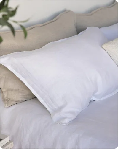 Vista 8 de XZ XIFA Fundas de almohada estándar tamaño King, paquete de 2 unidades, cierre de sobre, 100% lino francés lavado natural, transpirables, duraderas