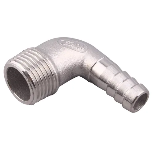 Vista 6 de Púa de manguera de 1/2 pulgada x 1/2 pulgada macho NPT acero inoxidable codo de 90 grados rosca de púas accesorio de tubería (paquete de 2)