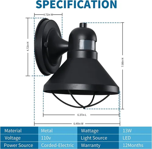 Vista 6 de LONEDRUID Paquete de 3 luces LED para porche con sensor de movimiento del anochecer al amanecer