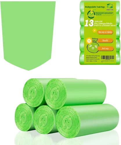 Vista 10 de Inwaysin - Mini bolsas de basura de 1.2 galones, bolsas de basura pequeñas, 6 litros, 100 bolsas, verde transparente