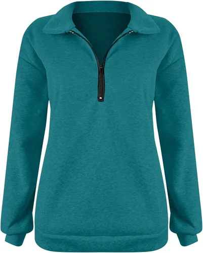 Vista 2 de Sudaderas con capucha para mujer, con media cremallera, de vellón, con cremallera de un cuarto, trajes de otoño, sudaderas con capucha