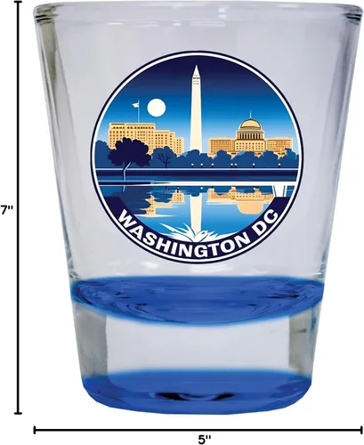 Vista 2 de Washington, D.C. Souvenir - Vaso de chupito redondo de 1.5 onzas, color azul A
