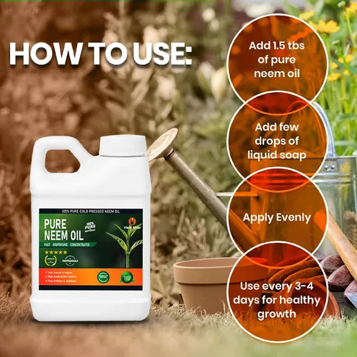 Vista 3 de Aceite de neem prensado en frío 100% puro – Extracto de aceite de neem natural multiusos (1 galón)