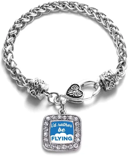 Vista 188 de Pulsera de dijes cuadrados de plata con joyería de circonita cúbica