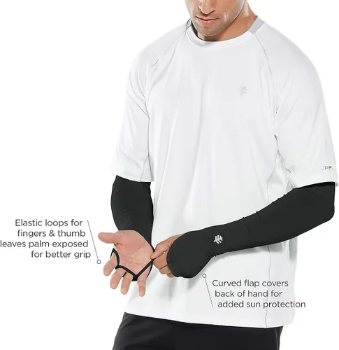 Vista 6 de Coolibar Manga de rendimiento Backspin UPF 50+ para hombre, color gris elegante, XXL, color liso, protección solar