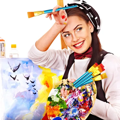 Vista 6 de Thenshop 40 pinceles de pintura plana de 1 pulgada para acuarela, pincel de pintura acrílica grande, de nailon sintético, pinceles de pintura al