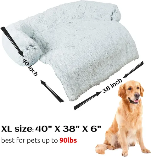Vista 5 de HACHIKITTY Tapete para sofá cama para perro, felpa suave, funda de sofá para perros, tapete protector de muebles para mascotas, tapete para sofá
