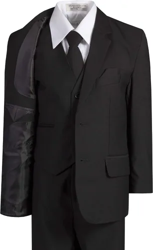 Vista 4 de Traje clásico de 6 piezas para niños con corbata para el cuello para tamaños estándar y Husky