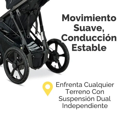 Vista 4 de BOB Gear Wayfinder Cochecito para Trotar con Suspensión Dual Independiente, Neumáticos Llenos de Aire, y Capacidad de Peso de 75 Libras, Nightfall