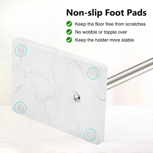 Vista 5 de Soporte de papel higiénico de pie, 6 rollos moderno de acero inoxidable de pie para baño, soporte para rollo de papel higiénico con almacenamiento