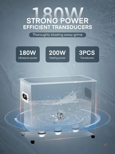 Vista 2 de Limpiador ultrasónico 6.5L con calentador y temporizador, máquina de limpieza comercial de acero inoxidable de 1.7 galones y 180 W para instrumentos