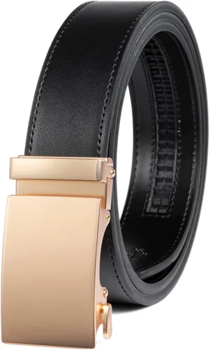 Vista 13 de Drowsmen - Cinturón de cuero para hombre con trinquete de 1 3/8 pulgadas, hebilla automática de deslizamiento con clic, ajuste ajustable para un