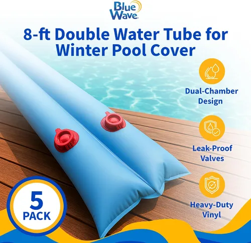 Vista 2 de Blue Wave Tubo de agua doble de 8 pies para cubierta de piscina de invierno, paquete de 5