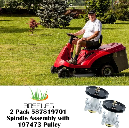 Vista 9 de Paquete de 2 husillos preengrasados 587819701 con polea 195945 que sustituyen a Husqvarna 532187292 532187281 532125907 532192870 532192872 58725333