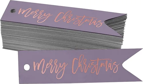 Vista 13 de Etiquetas colgantes con texto en inglés «Merry Christmas» para botellas de papel de aluminio, paquete de 50 unidades Aqua Blue