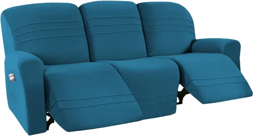Vista 13 de Juego de fundas elásticas para sofá reclinable de 5 piezas, funda ajustada para sofás reclinables de 3 cojines, tela ultrasuave, lavable a máquina