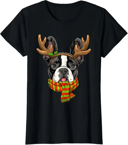 Vista 38 de Camiseta de Navidad para perro Bulldog Francés, Negro, S