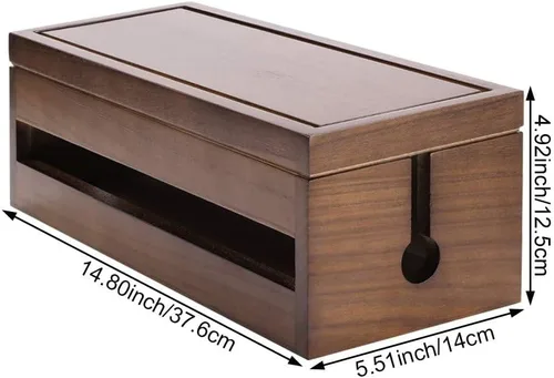 Vista 3 de Caja de almacenamiento de gestión de cables de madera, organizador de cables, funda para ocultar cables, cubierta de almacenamiento de cargador