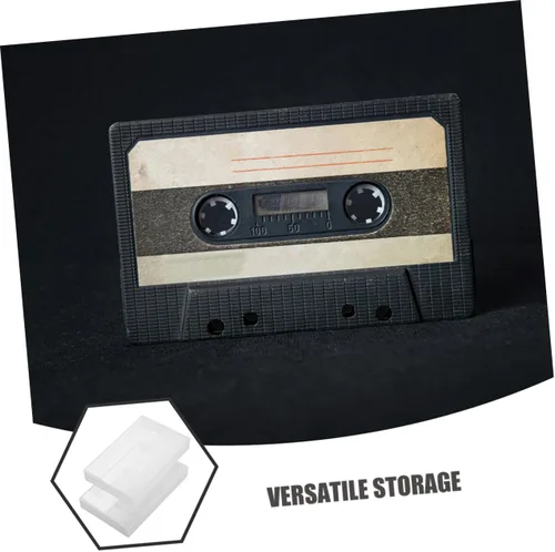 Vista 9 de Caja de almacenamiento de cinta de casete vintage, soporte de plástico transparente para casetes de música, joyería y organización de cristal