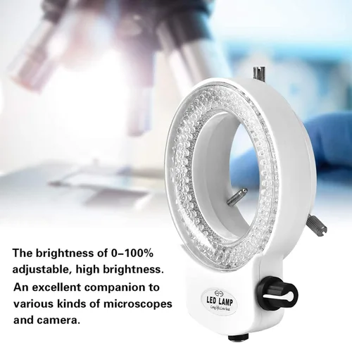 Vista 3 de Luz de microscopio LED 144 LED Brillo ajustable para cámara de microscopio estéreo (blanco)
