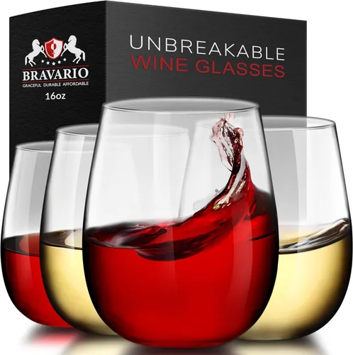 Vista 13 de Bravario Copas de vino de plástico irrompibles sin tallo, reutilizables, 100% plástico Tritan inastillables, aptas para lavavajillas, sin BPA