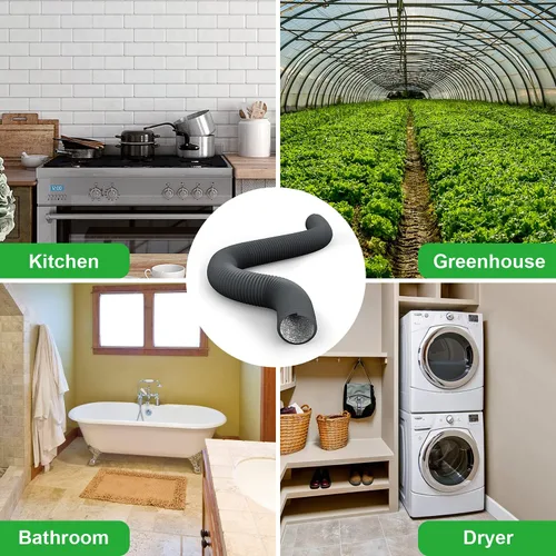 Vista 6 de iPower Manguera de ventilación flexible de conducto de aluminio de 3 pulgadas y 8 pies con protección de 4 capas para secadora para calefacción