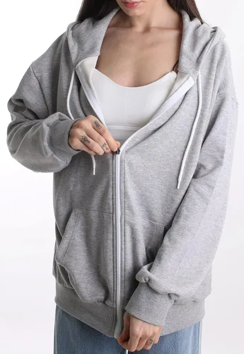 Vista 7 de MAJECLO - Sudadera con capucha para mujer, diseño de botón con bloque