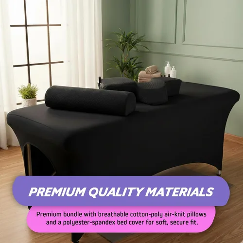 Vista 3 de Almohada para la cabeza + almohada de piernas + funda de cama de pestañas Almohada curvada de espuma viscoelástica con soporte para cuello