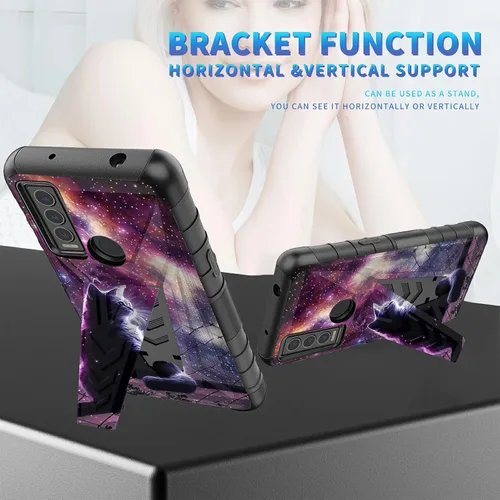 Vista 93 de Funda para AT&T Maestro Max 2021/Cricket Ovation 2 con protector de pantalla de vidrio templado, funda resistente con función atril integrada