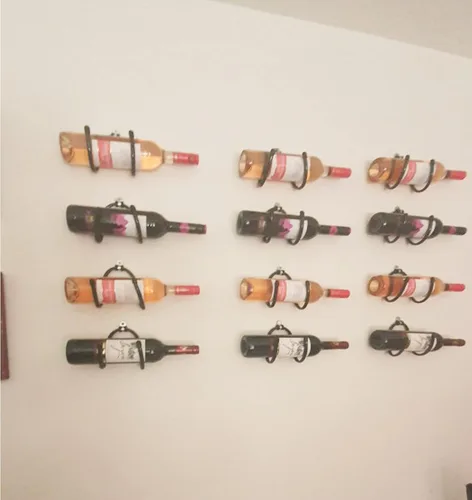 Vista 4 de Pmsanzay Soporte de pared para vino, paquete de 6 estantes de pared para vino, organizador de exhibición de botellas de vino para almacenamiento
