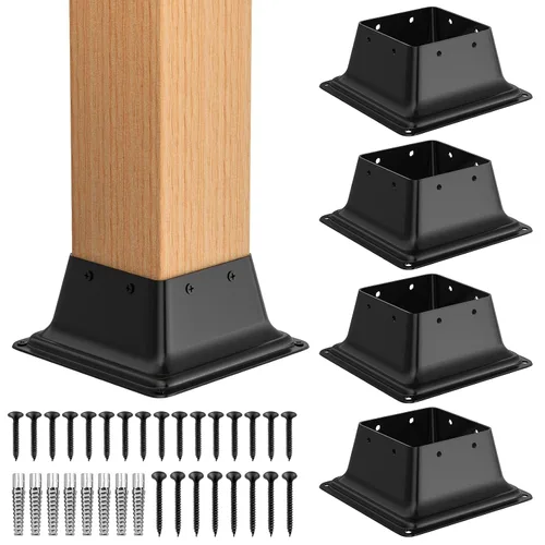 Vista 11 de FMhotu 4x4 Base de poste 2 piezas, soporte de poste de acero recubierto en polvo resistente de 3.6"x3.6" interno, adecuado para poste de madera